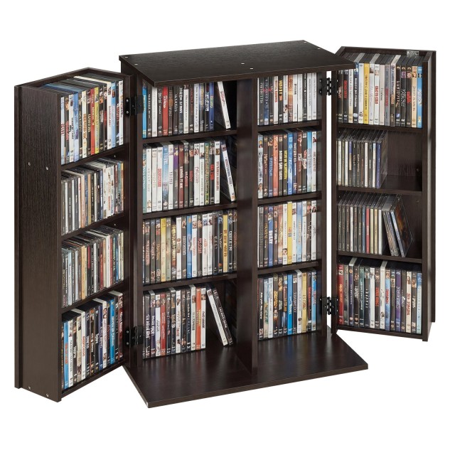 VEVOR Ντουλάπι Αποθήκευσης Media 4 Επιπέδων για CD, DVD, Βιβλία και Παιχνίδια, Καφέ CDCCJFBS24GBNXCG8001V0