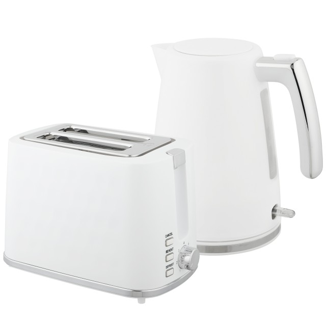 HOMCOM Βραστήρας Ηλεκτρικός 1.7L 2200W με Θερμοστάτη και Διπλή Φρυγανιέρα με 7 Επίπεδα Ξανθίσματος, Λευκός 800-283V90WT
