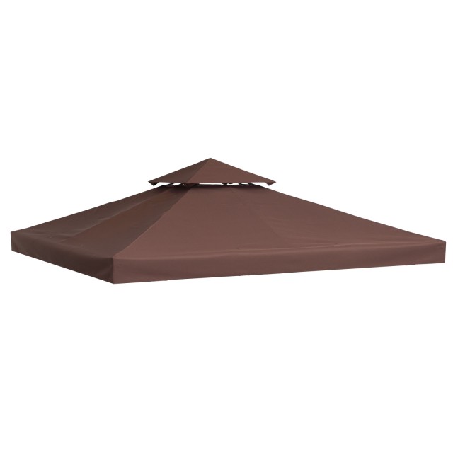 Outsunny Ανταλλακτική Στέγη για Gazebo 3x3m με 2 Επίπεδα και UV Resistant, καφέ 84C-041