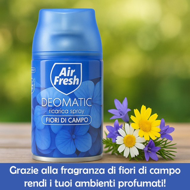 BAKAJI Σετ Αρωματικού Χώρου AIR FRESH Deomatic 6 x 250 ml Ανταλλακτικό Σπρέι Αρωματισμού Χώρου Άνθη Αγρού 02842410