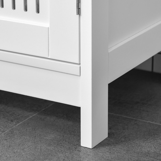 kleankin Ντουλάπι Μπάνιου με 2 Πόρτες MDF Εξοικονόμηση Χώρου με Ρυθμιζόμενα Ράφια 60x30x60cm με  U: 16.8Μ x 20.9Β εκ.Λευκό  834-343WT