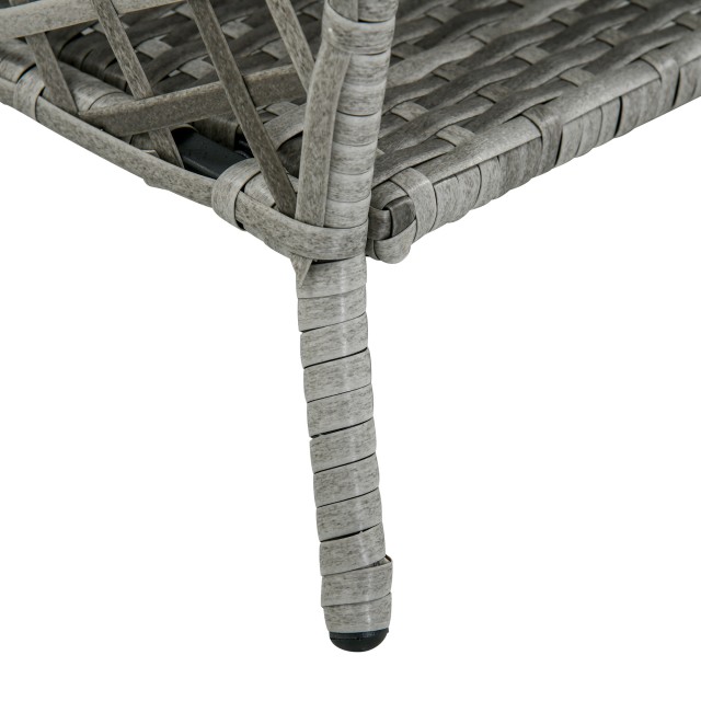 Έπιπλα κήπου Outsunny, Σετ Rattan με ρυθμιζόμενη ξαπλώστρα κήπου και τραπεζάκι σαλονιού 2 επιπέδων 862-054GY