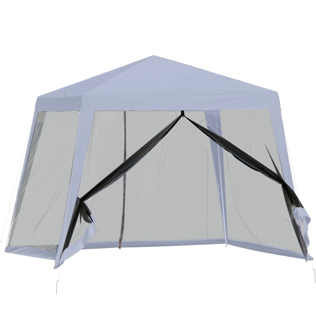 Outsunny Garden Gazebo 3x3m με κουνουπιέρα, πολυεστερικό κάλυμμα και μεταλλική κατασκευή, γκρι 84C-090GY