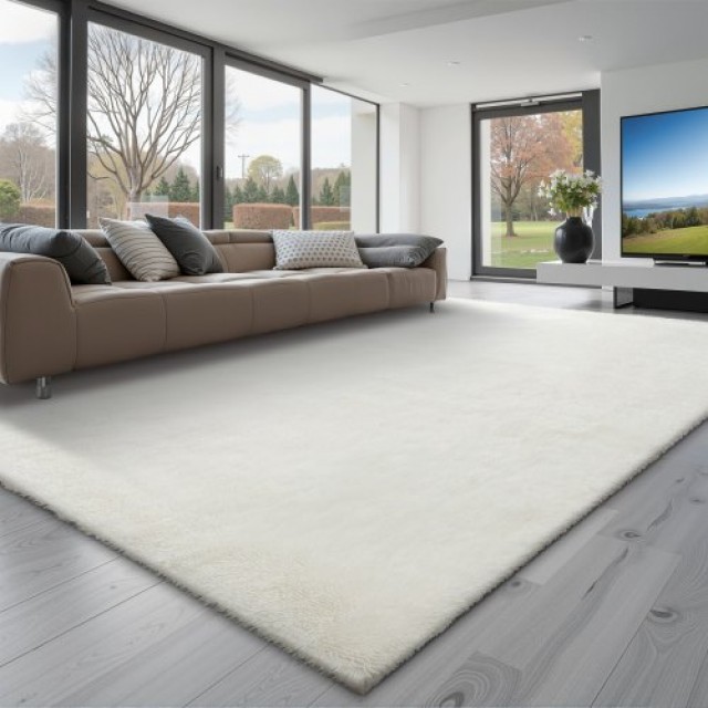 VEVOR Απαλό Χαλί Δωματίου 2.44 x 3.05m, Λευκό Ιβουάρ, Αντιολισθητικό, Χωρίς Τρίχες JXDDTSM8X10F3M1OV001V0