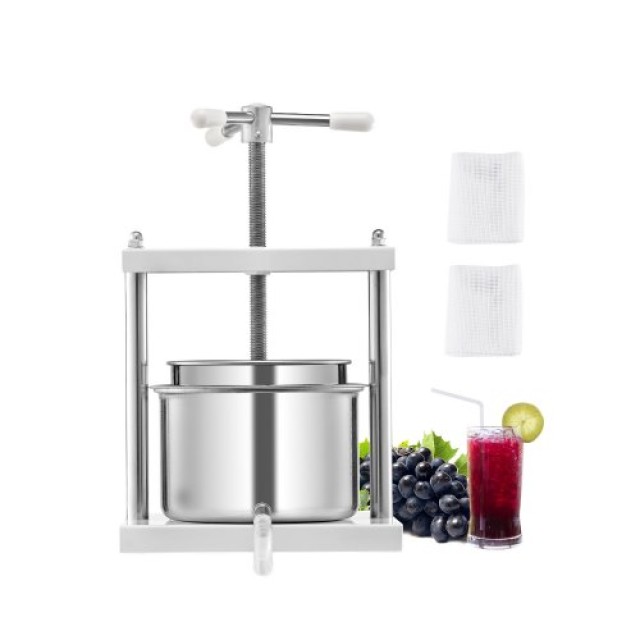 VEVOR Πιεστήριο Φρούτων Ανοξείδωτο 5L για Παρασκευή Κρασιού GJYZJTMBXG5LYJY58V0