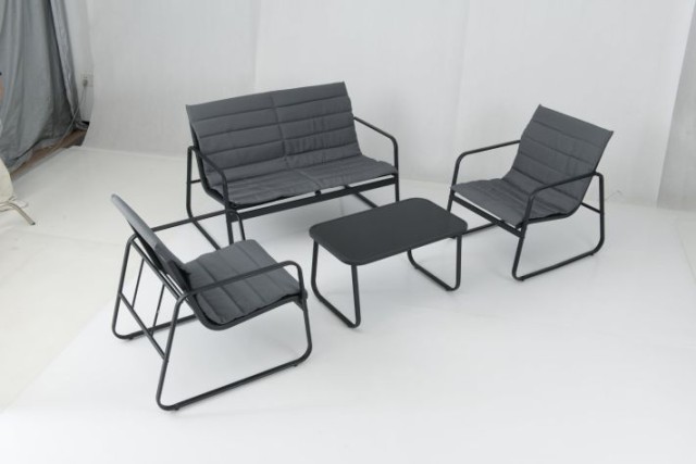 Costway Σετ Εξωτερικών Επίπλων με Πάγκο, 2 Καρέκλες, Τραπέζι & Γκρι Μαξιλάρια 41 x 44 x 75 cm NP12919GR