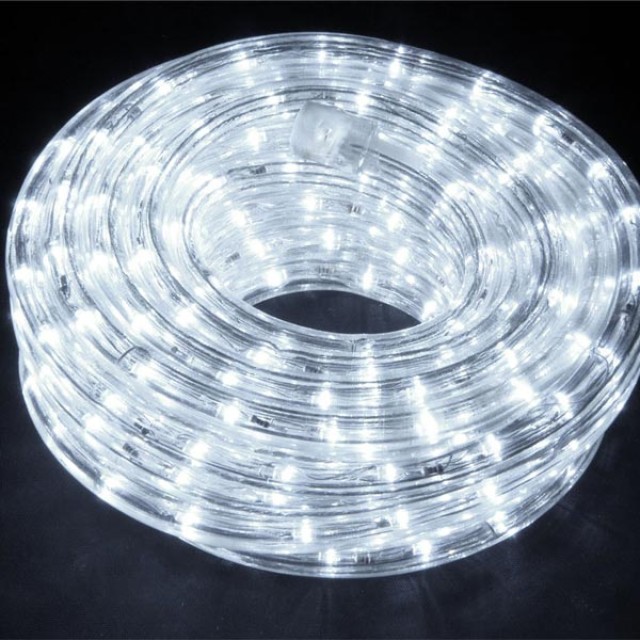 BAKAJI  Χριστουγεννιάτικος Φωτεινός Σωλήνας 10 Μέτρα LED Ψυχρό Λευκό με Ελεγκτή 8 Λειτουργιών  01814836