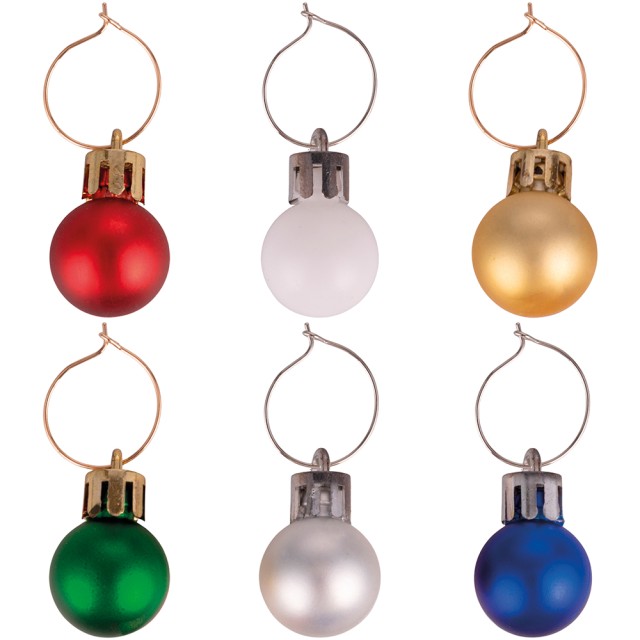 Villa dEste Home Σετ 6 Ματ Σημάδια Ποτηριών για Κύπελλα και Ποτήρια Σαμπάνιας με Χρυσά Χριστουγεννιάτικα Γούρια 5923823