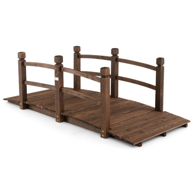 Costway Ξύλινη Γέφυρα Κήπου από Φυσικό Ξύλο Έλατου με Ασφαλή Κάγκελα και Αντοχή έως 180 kg GT4449