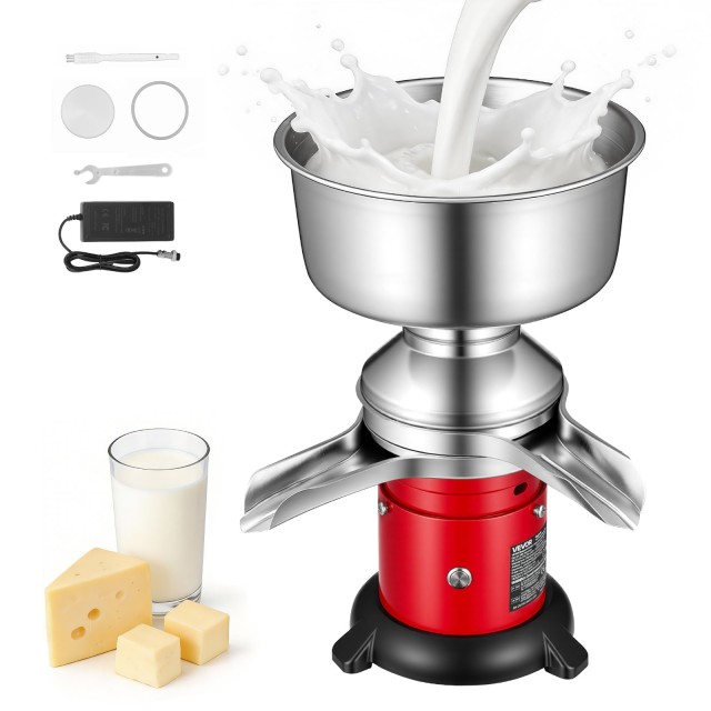 VEVOR Ηλεκτρικός Διαχωριστής Κρέμας Γάλακτος 60L/ώρα 10500 σ.α.λ., Ανοξείδωτος 304, Χωρητικότητα Κάδου 4,5L, 40W, 100-240V για Κατσικίσιο και Αγελαδινό Γάλα NYFLQZLGSK5LGS93J001V2