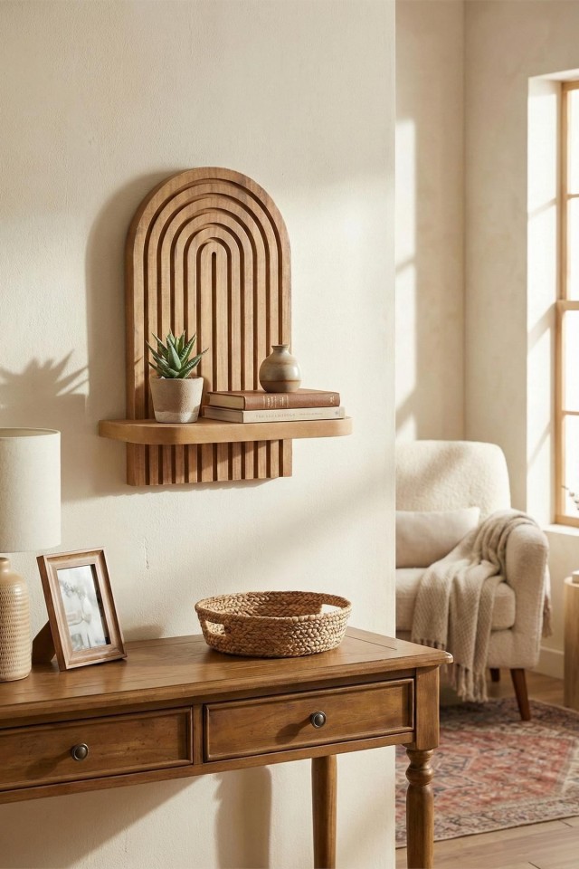 Ράφι Τοίχου Oak MDF 26x35x13 εκ. Καφέ Γεωμετρικό-Σκανδιναβικό, 18mm 173ALF1108