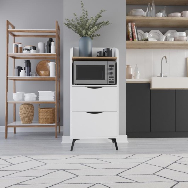 Shally Dogan Πολυλειτουργικό Λευκό Ντουλάπι με 2 Συρτάρια και 1 Ράφι σε Απομίμηση Ξύλου 60x36x136 εκ. 02001991