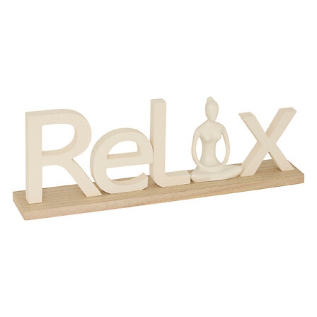 Atmosphera Διακοσμητικό Επιγραφή Relax με Φιγούρα Yoga Yogi – Μήκος 36 εκ. -Λευκό 211735-White