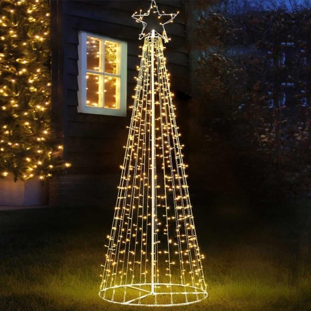 BAKAJI  Φωτεινό Χριστουγεννιάτικο Δέντρο 224cm 592 LED Θερμό Λευκό 8 Λειτουργίες Φωτισμού Μεταλλικό Εξωτερικού Χώρου  02826169
