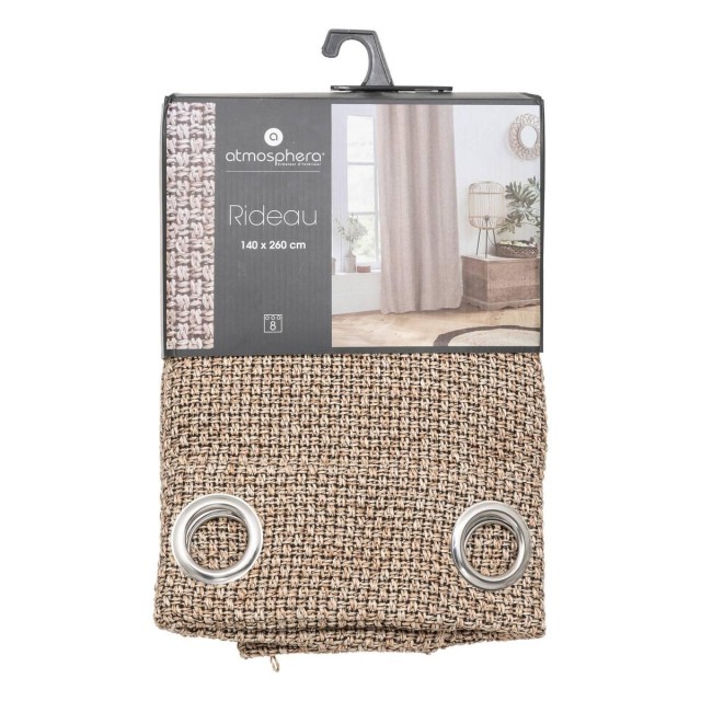 Atmosphera Κουρτίνα Εσωτερικού Χώρου Σκούρο Μπεζ 140x260cm με Τρουκς 181086D