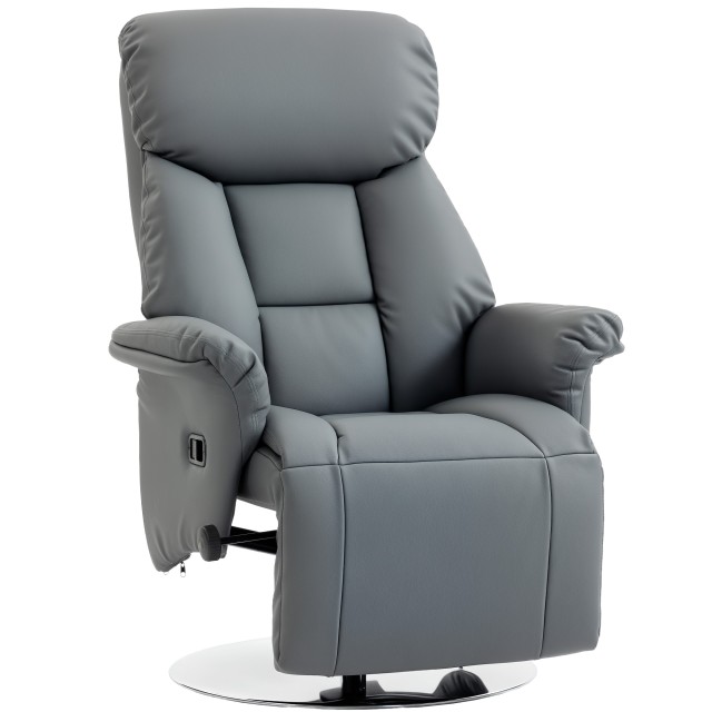 HOMCOM Περιστρεφόμενη Ανακλινόμενη Πολυθρόνα Relax 130° με Υποπόδιο, Συνθετικό Δέρμα, Γκρι 839-848V80GY