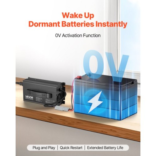 VEVOR Φορτιστής Μπαταρίας Λιθίου 43.8V AC-DC LiFePO4 για RV FCCDQ36V18A0H25XP001V2