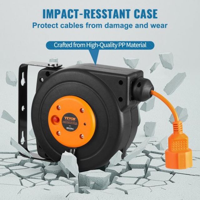 VEVOR Μπαλαντέζα Καρούλι Κλειστού Τύπου 1000W Προέκτασης 9 m με Επιτοίχια Βάση και Καλώδιο Σύνδεσης 1 m SSSJXQ30FTCHVGODMV2