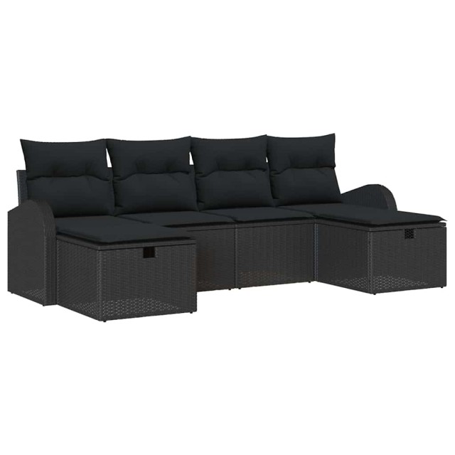 vidaXL Σετ Καναπέ με μαξιλάρι 6 pcs Μαύρο συνθετικό ρατάν 3359122