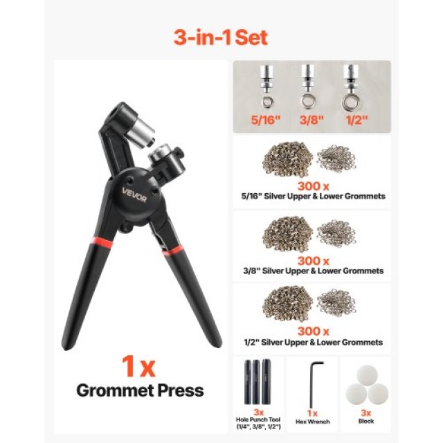VEVOR Σετ Εργαλείων για Τρούκς 900ΤΜΧ 8mm 10mm 12mm Μεταλλικά Στριφώματα Στριφώματα KYQSHYMJT8MM9WPFJ001V0