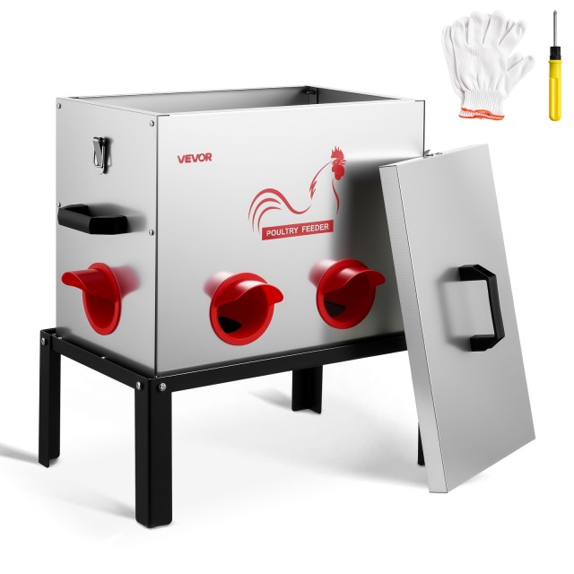 VEVOR Αυτόματος Ταΐστρας Κοτόπουλων 18.14 kg με 6 Θύρες Τροφοδοσίας, Μεταλλική Κατασκευή JQWLQ40LBS6KF3IOL001V0