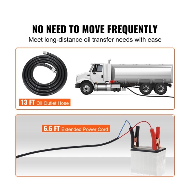 Φορητή Αντλία Μετάγγισης Καυσίμου 12V 37.8 Lt/min VEVOR C155W40LPM12VBIFFV9