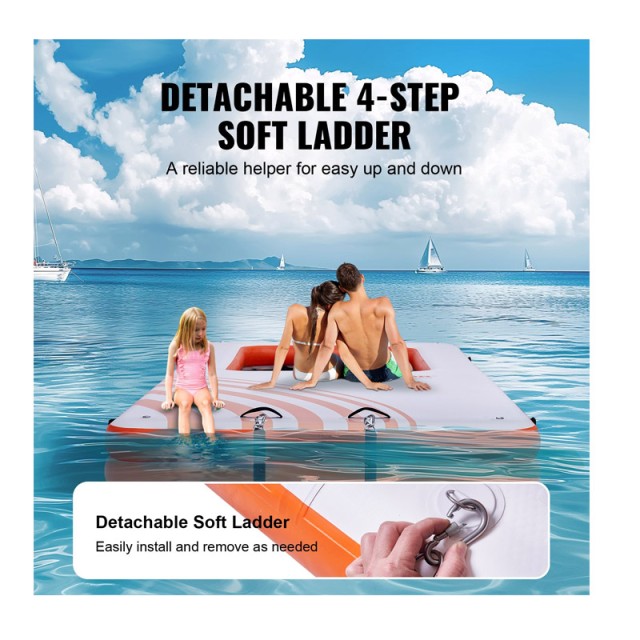 Φουσκωτή Πλωτή Πλατφόρμα με Σκάλα και Αντλία Φουσκώματος 4.57 x 1.98 m VEVOR CQFT15X65BJHLFCW3V0