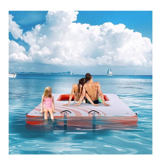 Φουσκωτή Πλωτή Πλατφόρμα με Σκάλα και Αντλία Φουσκώματος 4.57 x 1.98 m VEVOR CQFT15X65BJHLFCW3V0