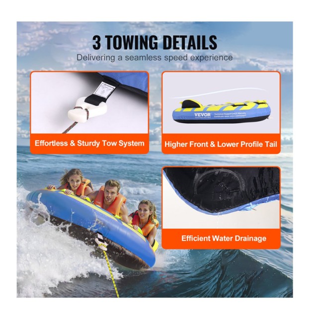 Φουσκωτό Ρυμουλκούμενο Θαλάσσιο Παιχνίδι 3 Ατόμων 1580 mm VEVOR CQTLPDDX3R009ZIE2V0