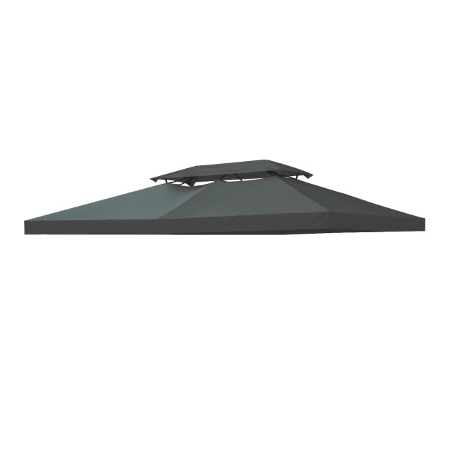 Outsunny 4x3m 2-Tier Polyester Gazebo κάλυμμα με ιμάντες και 10 οπές αποστράγγισης, γκρι ανθρακί 84C-102GY