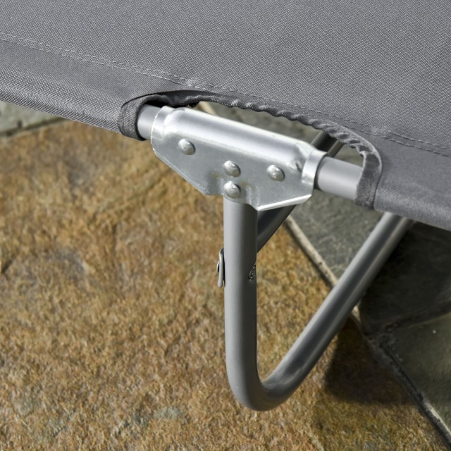 Outsunny πτυσσόμενη ξαπλώστρα κήπου σε μεταλλικό και ύφασμα Oxford, αναπνεύσιμη ξαπλώστρα 187L x 55W x 24Acm Γκρι 84B-129GY