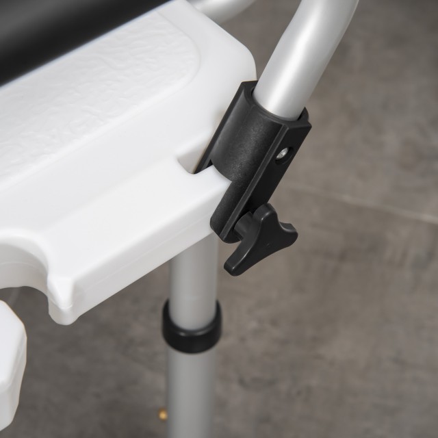 Καρέκλα ντους HOMCOM για ηλικιωμένους, ανάπηρους και έγκυες γυναίκες με επένδυση σχήματος U, 54x52x70-82 cm, λευκό 713-117V00WT