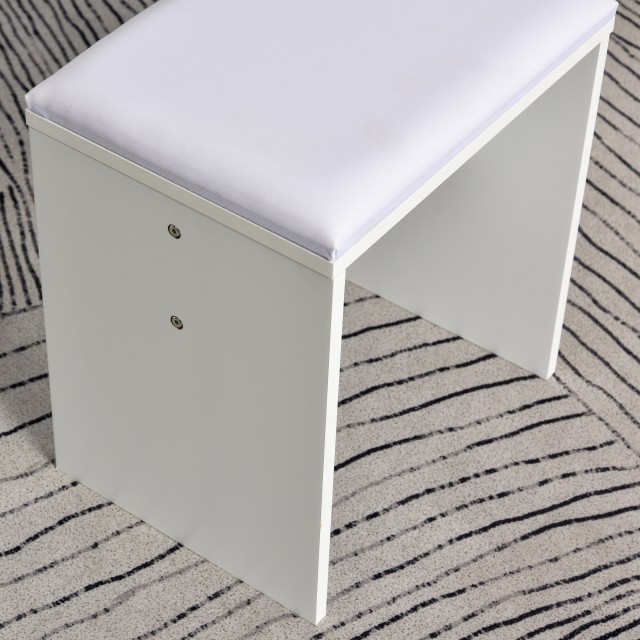 Σετ τραπεζιού μακιγιάζ Homcom με συρτάρι και σκαμπό LED 12 φώτα καθρέφτη σε λευκό ξύλο 831-316