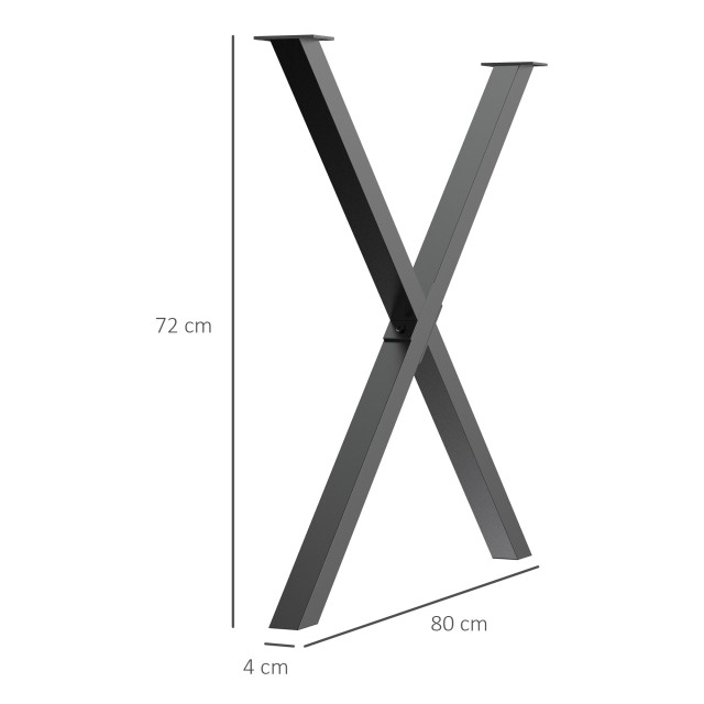 Σετ Ατσάλινα Πόδια Τραπεζιού Σχήματος X 80 x 4 x 72 cm 2 τμχ HOMCOM B82-002