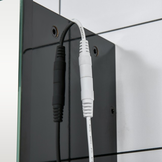 Ντουλάπα καθρέφτη μπάνιου kleankin τοίχου MDF με 3 ντουλάπια, 3 ράφια και φως LED, 90x15x65cm, Μαύρο 834-416BK