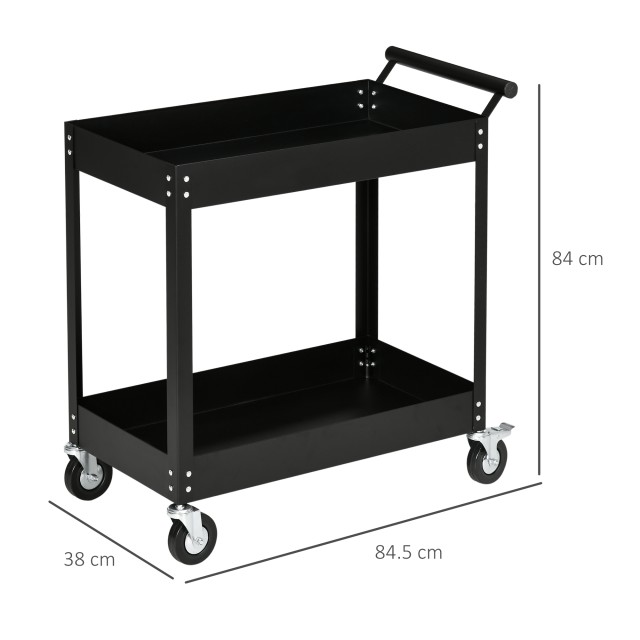 Ατσάλινο Τρόλεϊ Εργαλείων με 2 Ράφια 84.5 x 38 x 84 cm DURHAND B20-083V00BK