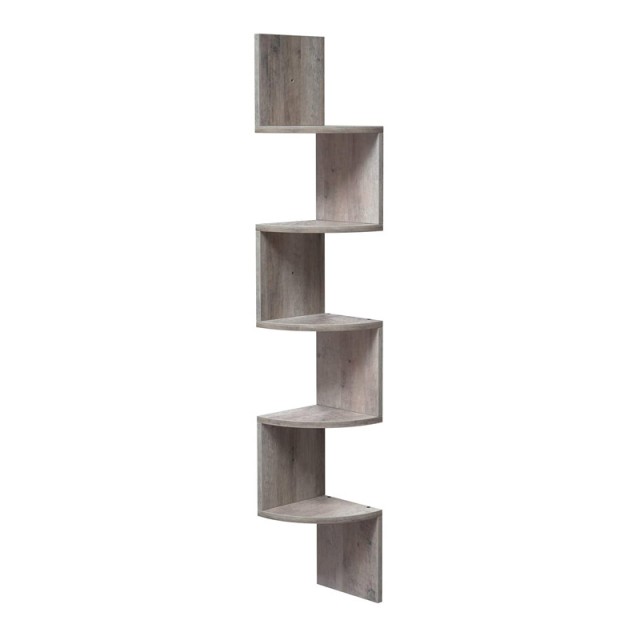 Γωνιακή Ξύλινη Ραφιέρα με 5 Ράφια 20 x 20 x 127.5 cm Χρώματος Γκρι VASAGLE LBC020M01