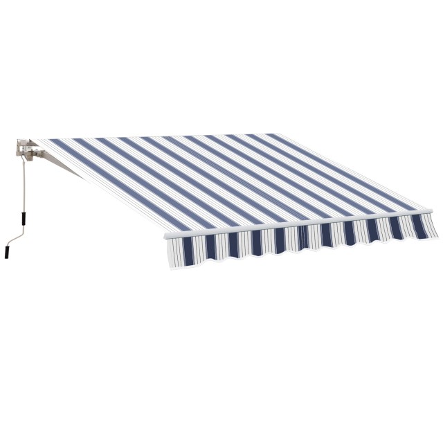 Outsunny Manual Ριγέ Τέντα Τοίχου, Μπλε και Λευκό, 2,5x2m 100110-005BW