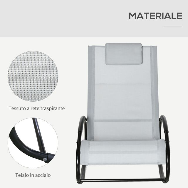 Outsunny Zero Gravity Garden Lounger, κουνιστή πολυθρόνα με μαξιλάρι και αναπνεύσιμο ύφασμα, 105x62x88cm, γκρι 84A-090GY