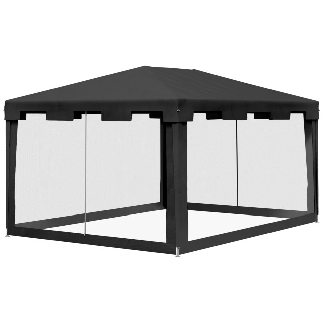 Outsunny Folding Gazebo 4x3 m με κουνουπιέρα και 2 εισόδους, σε μεταλλικό και PE, σκούρο γκρι 84C-022V03CG