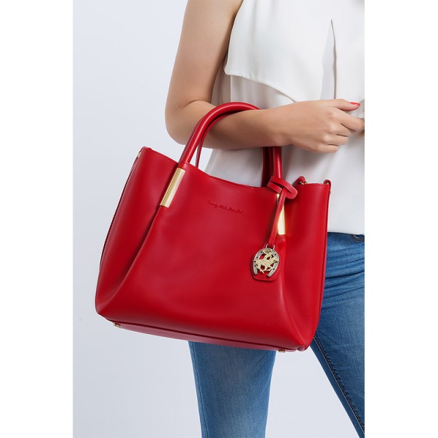 Γυναικεία Τσάντα Χειρός Χρώματος Κόκκινο Beverly Hills Polo Club 701 657BHP0605