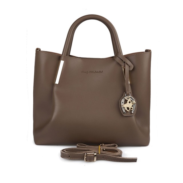 Γυναικεία Τσάντα Χειρός Χρώματος Taupe Beverly Hills Polo Club 701 657BHP0602