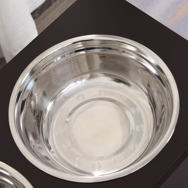 PawHut Raised Dog Bowl Hold with 2 Bowls Φ24cm από ανοξείδωτο ατσάλι D08-021CF