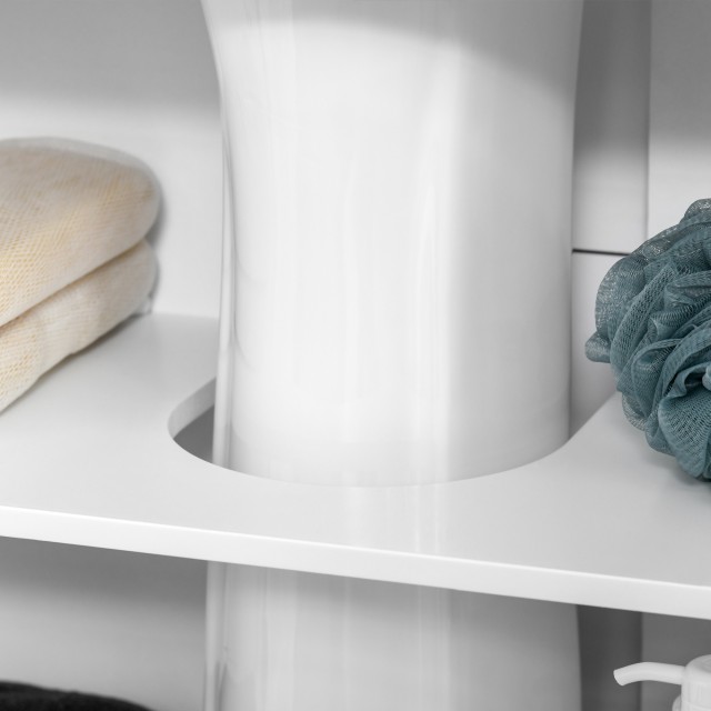 kleankin Ντουλάπι Μπάνιου με 2 Πόρτες MDF Εξοικονόμηση Χώρου με Ρυθμιζόμενα Ράφια 60x30x60cm Λευκό 834-343WT