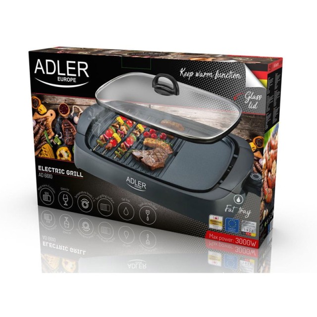 Ηλεκτρική Ψηστιέρα - Γκριλιέρα 3000 W Adler AD-6610