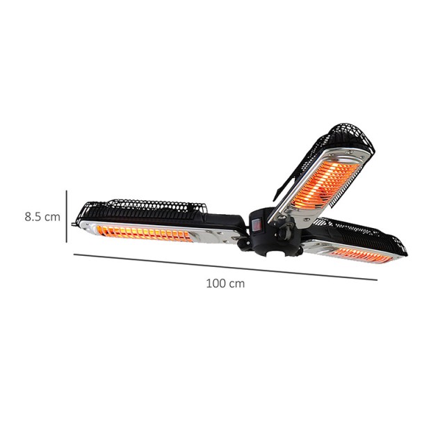 Ηλεκτρική Θερμάστρα Αλογόνου με 3 Πτυσσόμενους Λαμπτήρες 2000 W Outsunny 820-028