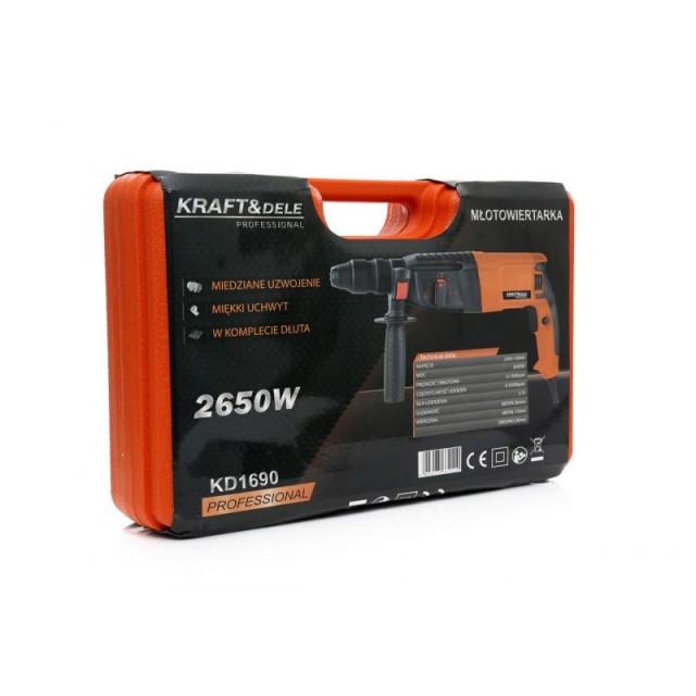 Ηλεκτρικό Κρουστικό Δράπανο και Σκαπτικό SDS-PLUS 2650 W Kraft&Dele KD-1690