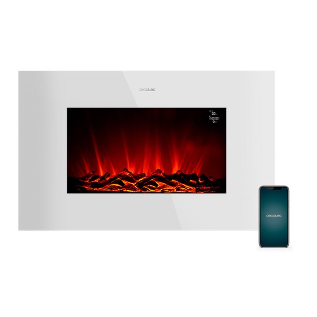 Ηλεκτρικό Τζάκι Τοίχου με WiFi και Τηλεχειριστήριο 35 Cecotec Ready Warm 3590 Curved Flames Connected CEC-05829