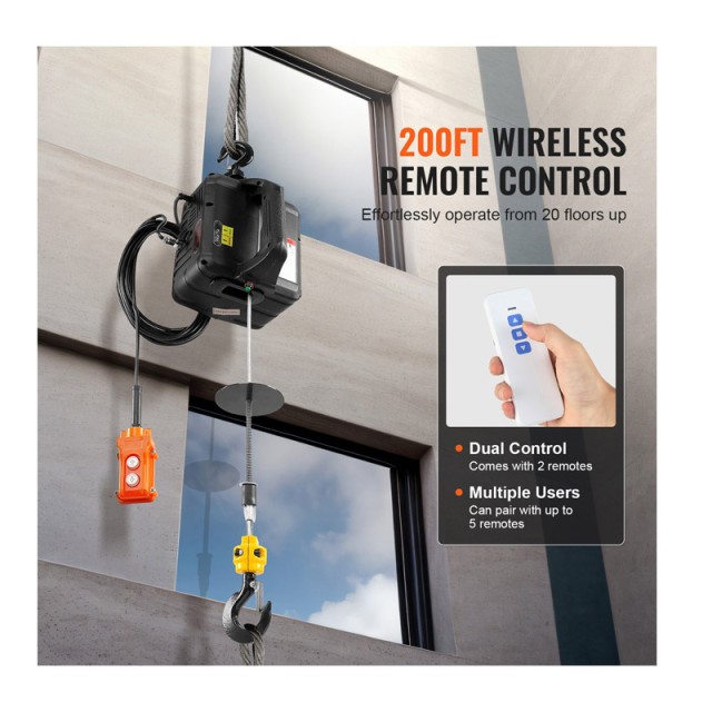 Ηλεκτρικό Χειροκίνητο/Ενσύρματο/Ασύρματο Βαρούλκο 498.95 Kg 1500 W VEVOR BXSDDHL1100BE27PCV2