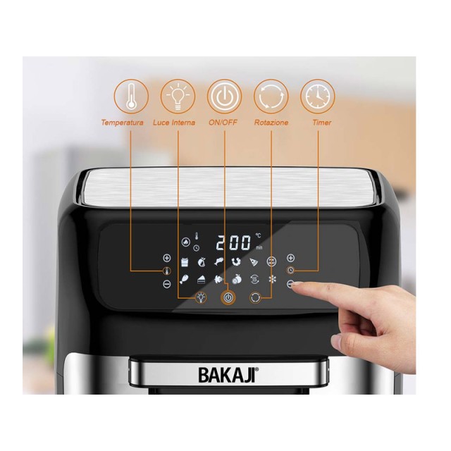 Ηλεκτρικό Φουρνάκι / Φριτέζα Αέρος 12 Lt Μαύρο / Inox 1800 W Bakaji 02012576